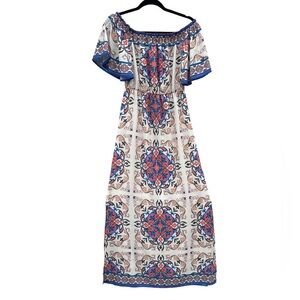 Flying Tomato Boho maxi dress size xs ruffle neckline bell sleeves bohemian